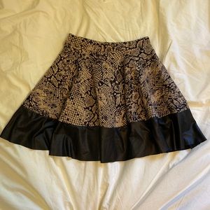 Snake-print and Faux Leather Circle Skirt
